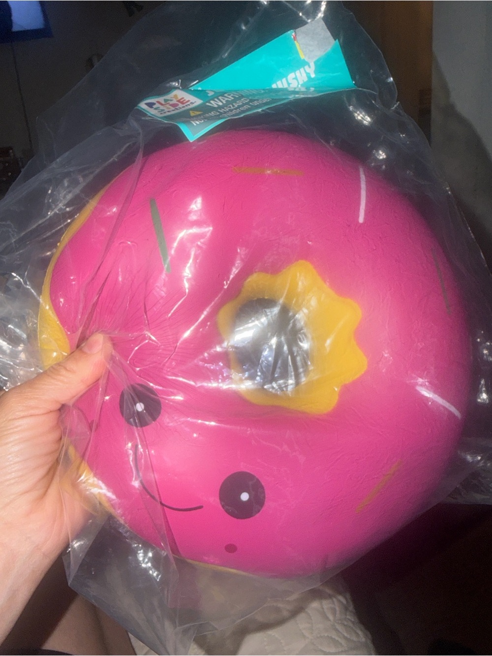 Kids Pink Donut Squishy Toy - Soft Squeeze Plush rising foam viral mega jumbo